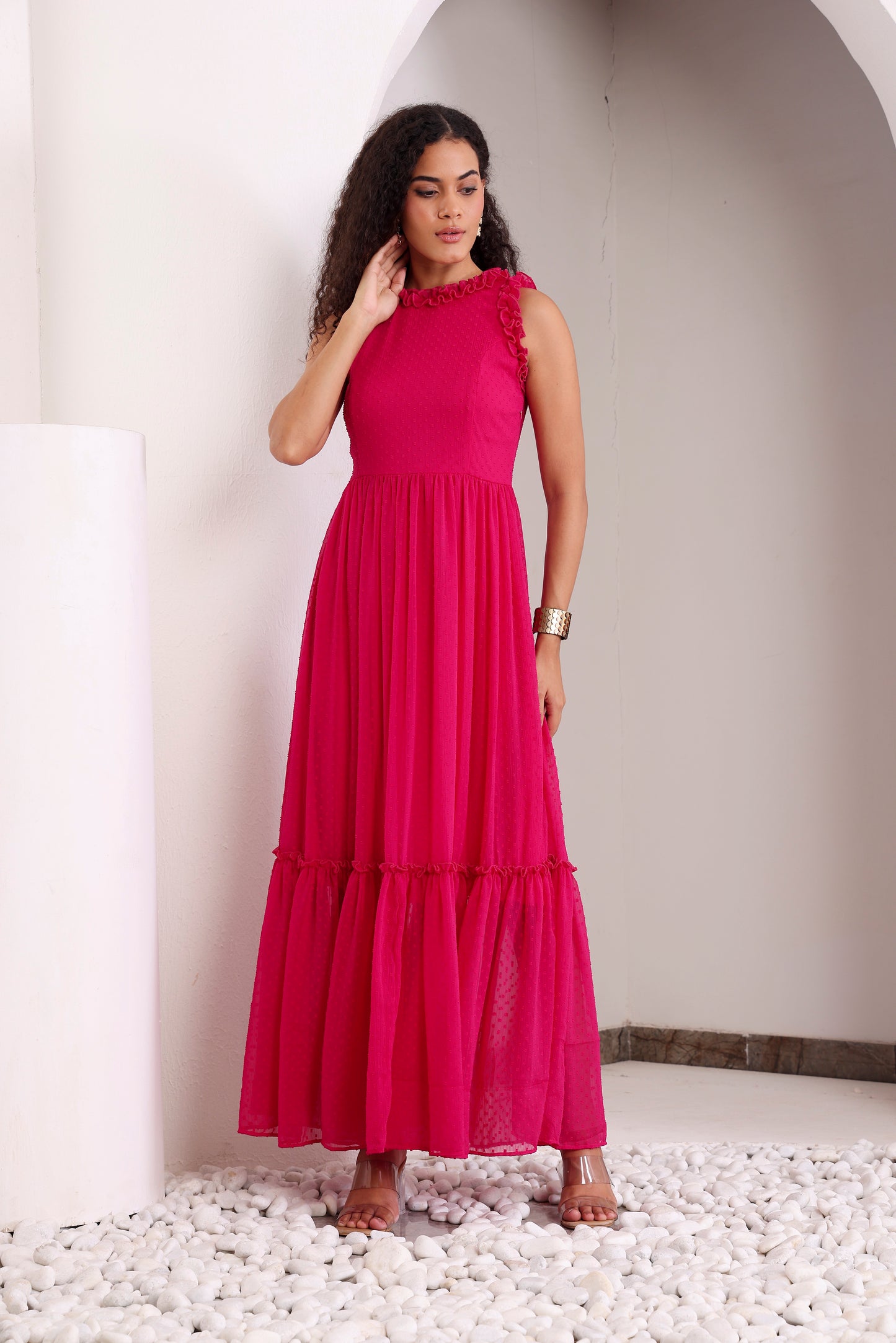 Fuchsia Frenzy Sleeveless Maxi Dress