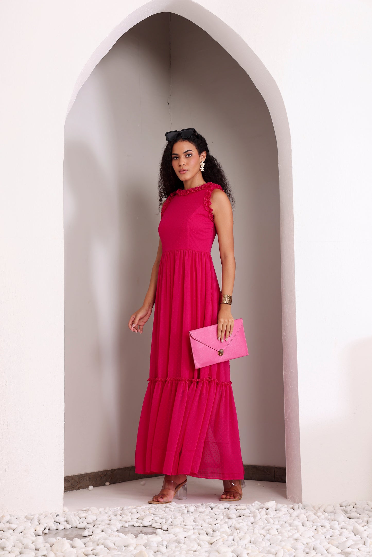 Fuchsia Frenzy Sleeveless Maxi Dress