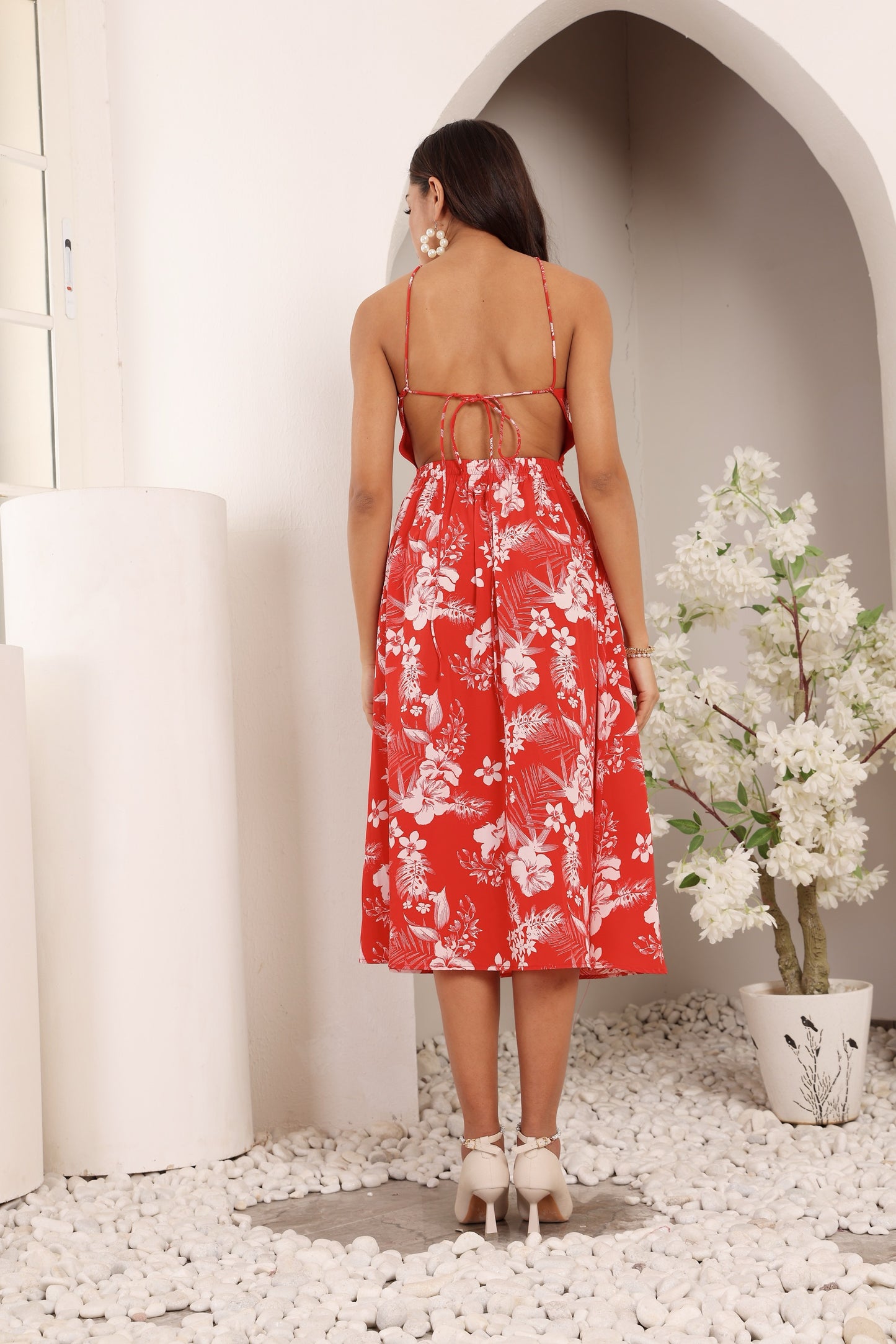 Hibiscus blossom halter dress