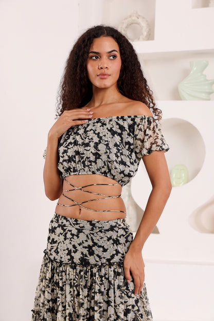 Twilight Bloom floral crop top