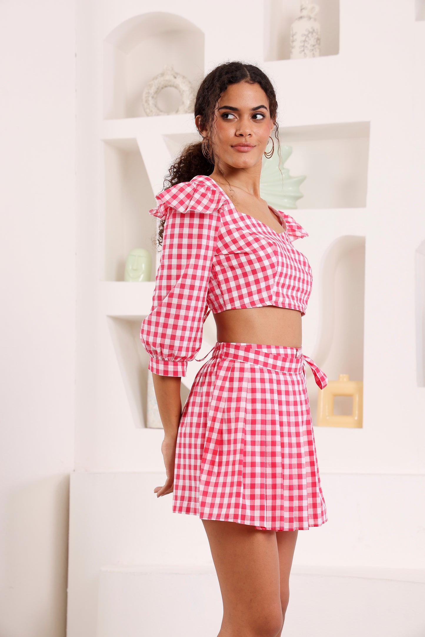Flirty Gingham Checkmate crop-top