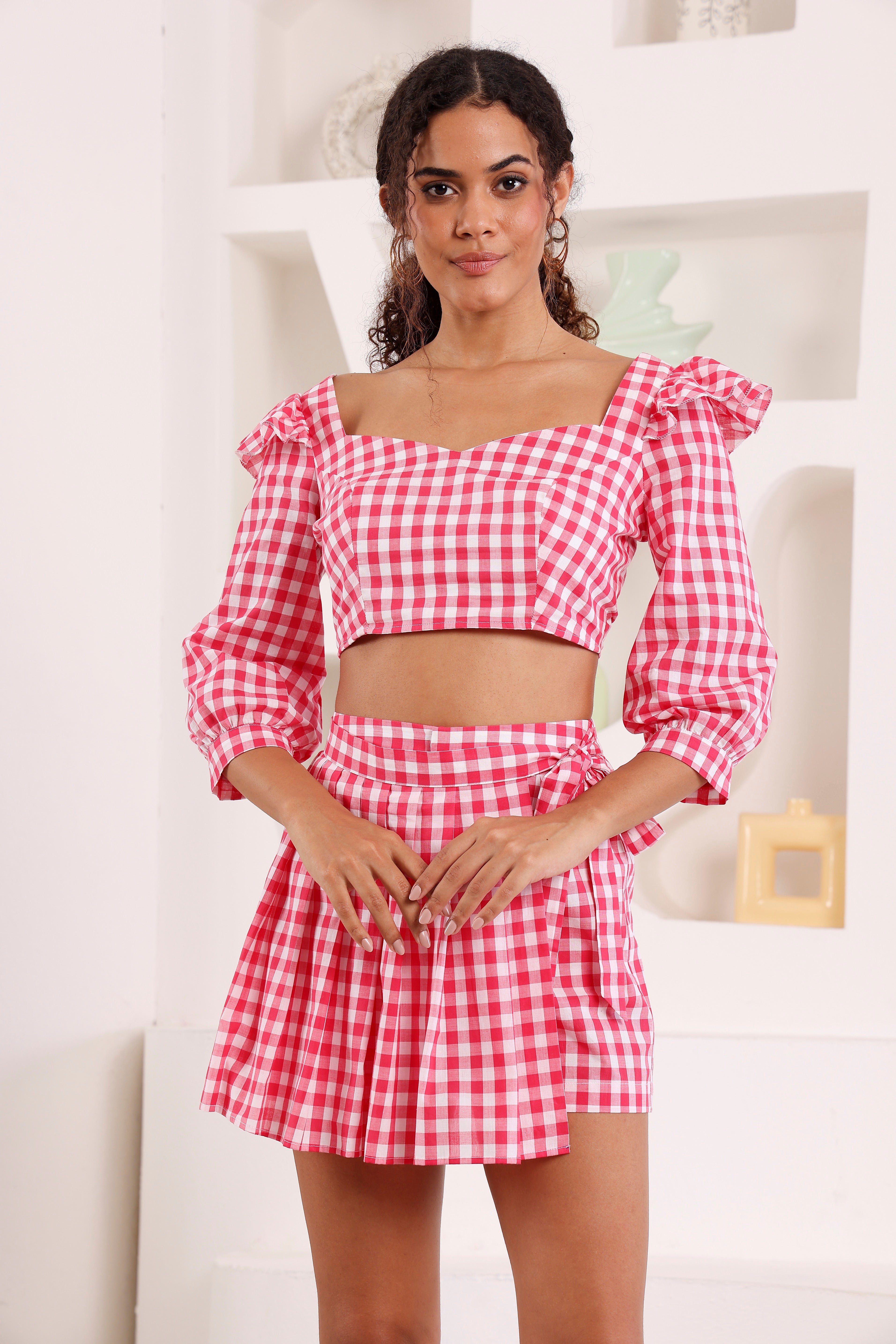 Flirty Gingham Checkmate crop-top