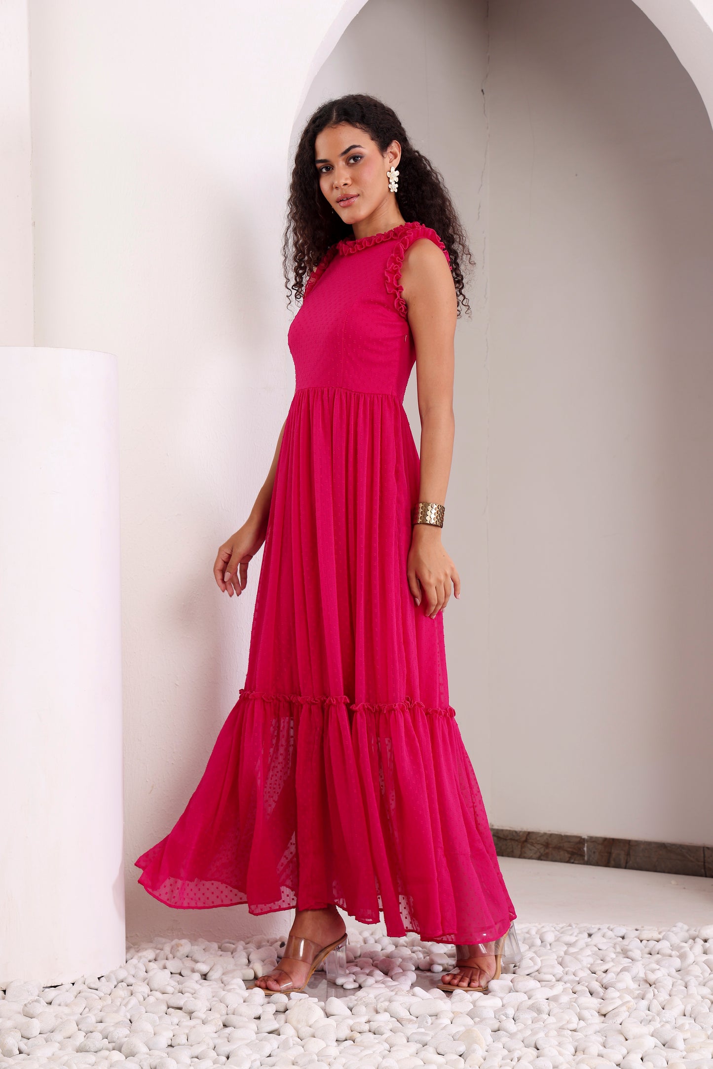 Fuchsia Frenzy Sleeveless Maxi Dress
