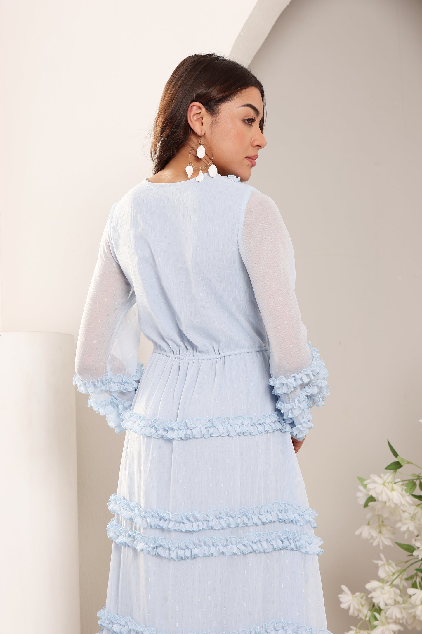 Tranquil Waves ruffle maxi dress