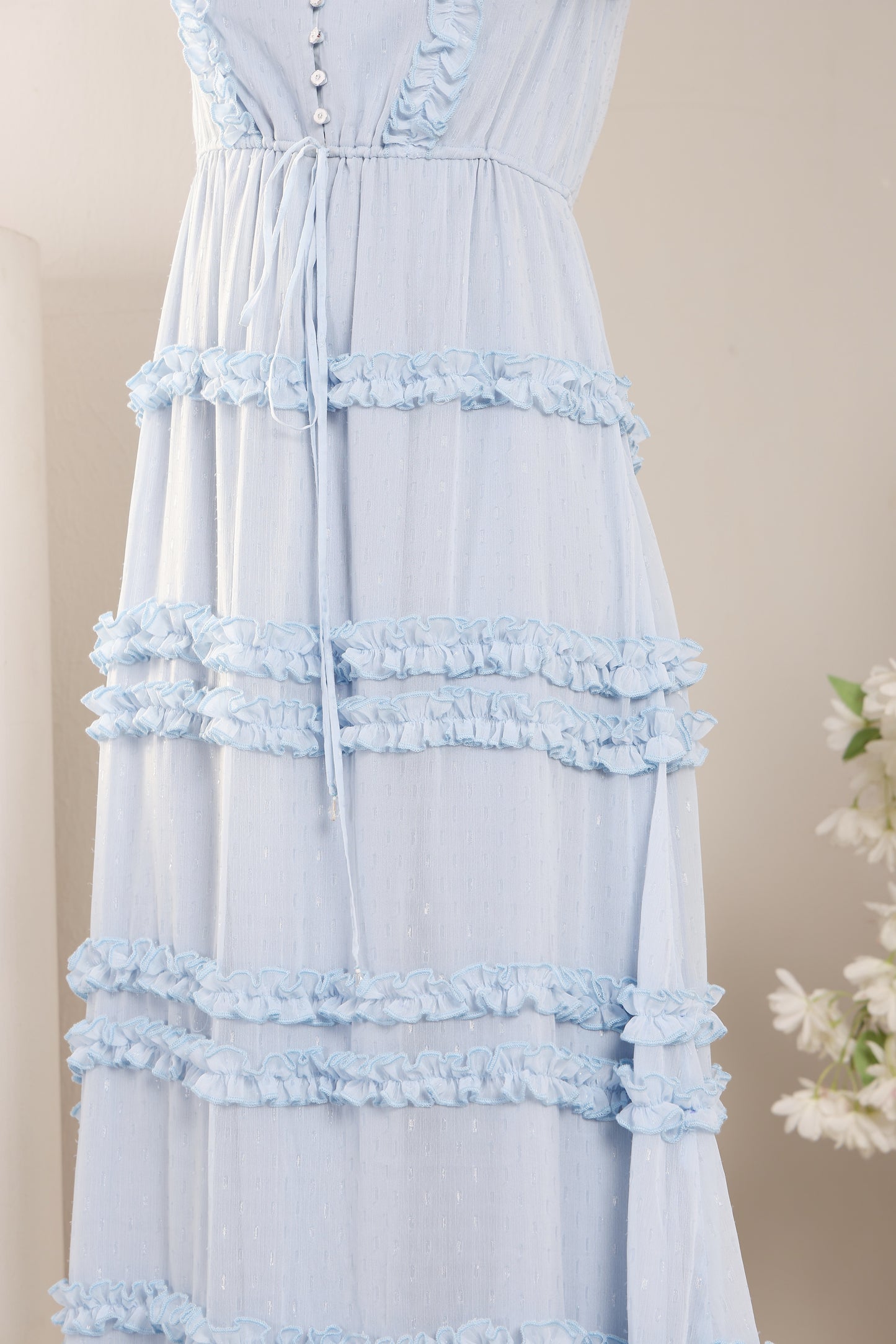 Tranquil Waves ruffle maxi dress